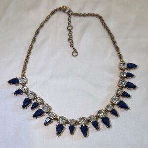 J. Crew Statement Golf Necklace with Blue and Silver